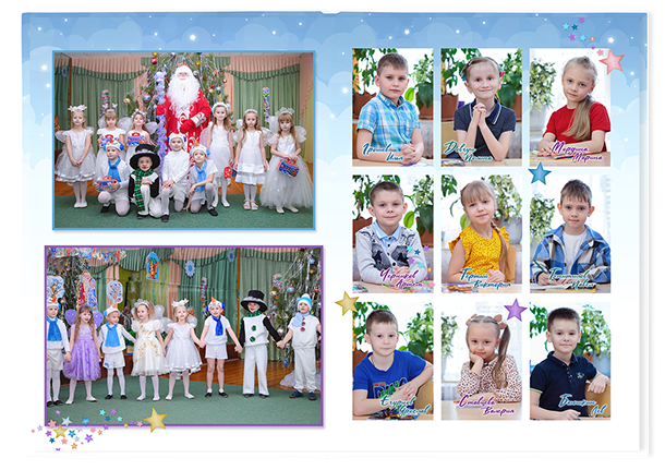 Выпускной альбом «Звёздочки». Альбом - фотокнига для выпускников детских садов.  Классическая и полиграфическая фотокнига.